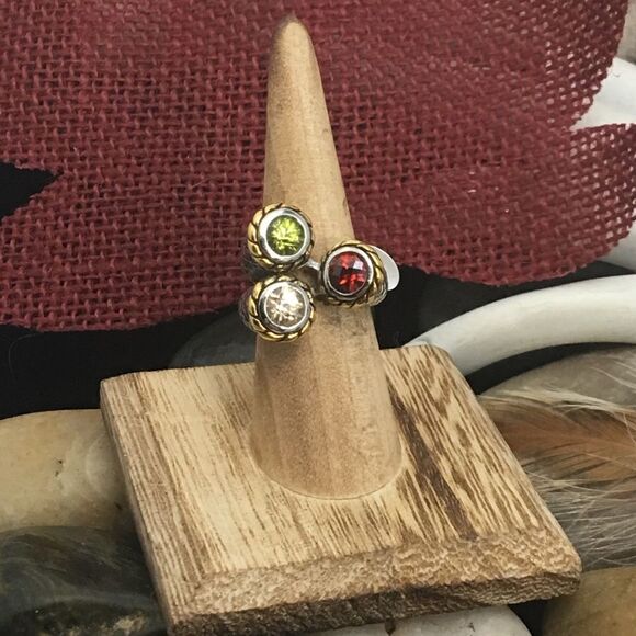925 Solid Silver and 14K Plated Designer Inspired CZ Ring - Picture 1 of 8